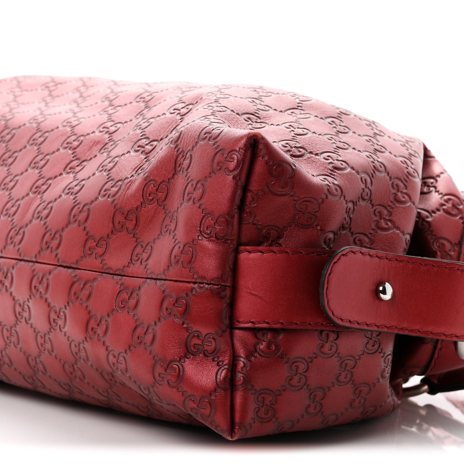 Gucci Metallic Guccissima Medium Bamboo Bar Tote Red 10 of 10