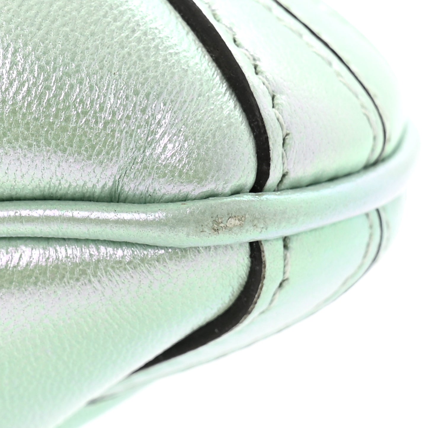 Iridescent Nappa Vertical Matelasse Small Maxi Horsebit Chain Shoulder Bag Iridescent Salvy Green