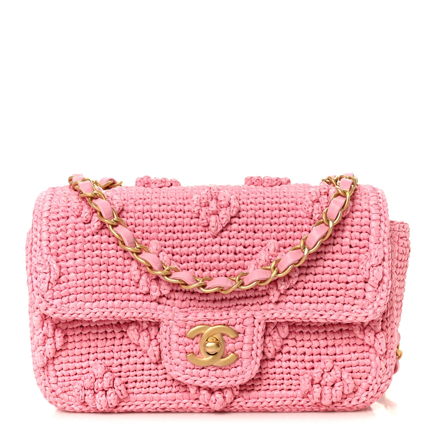 Chanel Raffia Small Dolce Raffia Flap Bag Pink 1 of 13