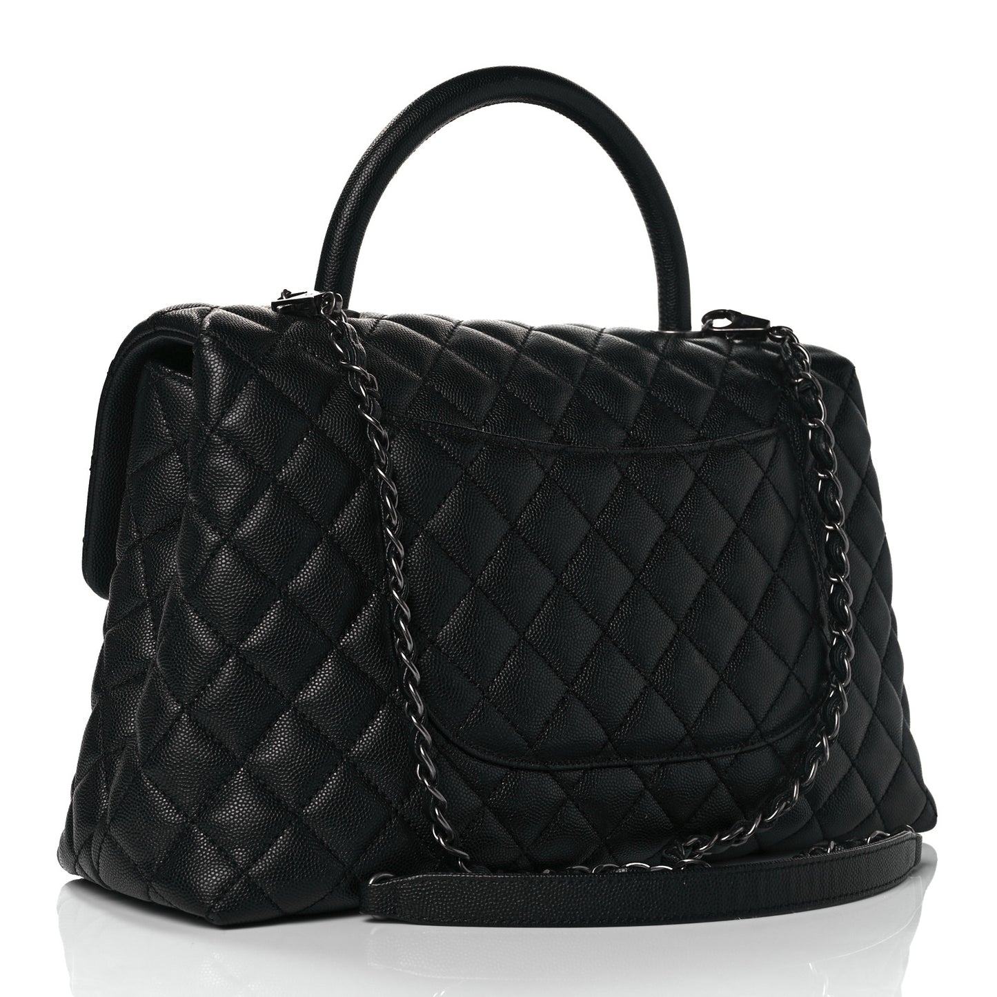 Caviar Quilted Medium Coco Handle Flap Black