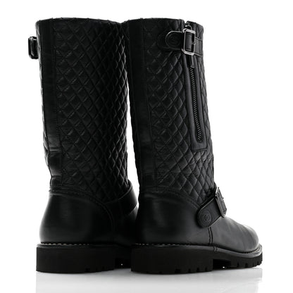 Chanel Calfskin Quilted Biker Boots 37 Black 4 of 11