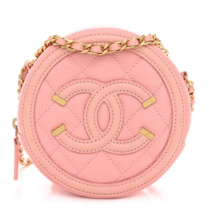 Chanel Caviar Quilted Round Filigree Crossbody Pink 1 of 10