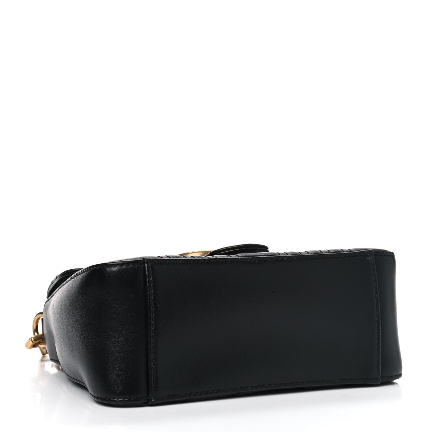 Gucci Calfskin Matelasse Mini GG Marmont Top Handle Shoulder Bag Black 3 of 5