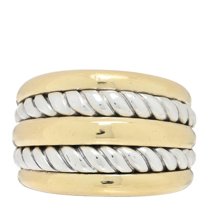 David Yurman Sterling Silver 18K Yellow Gold 15mm Five-Row Cable Ring 54 7 1 of 4