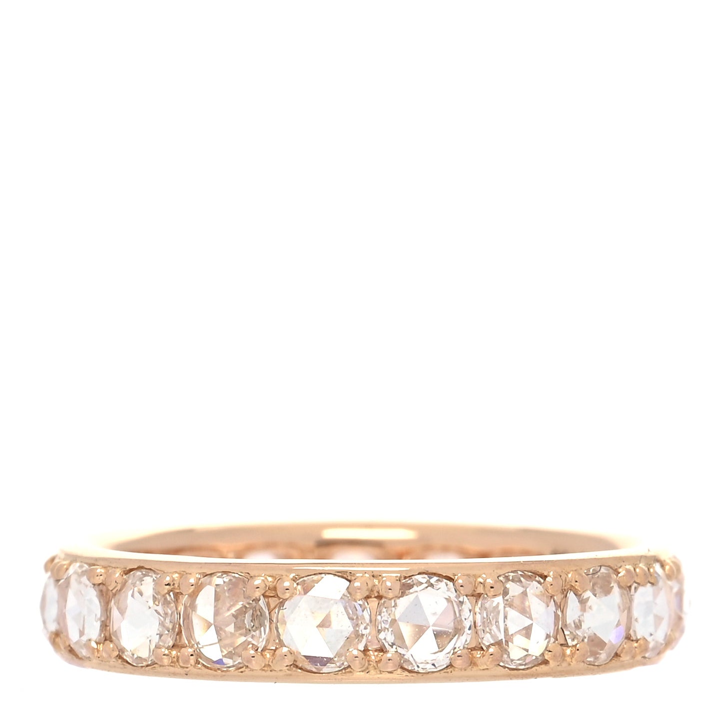 18K Rose Gold Diamond Metro Rose Cut Eternity Band Ring 52 6