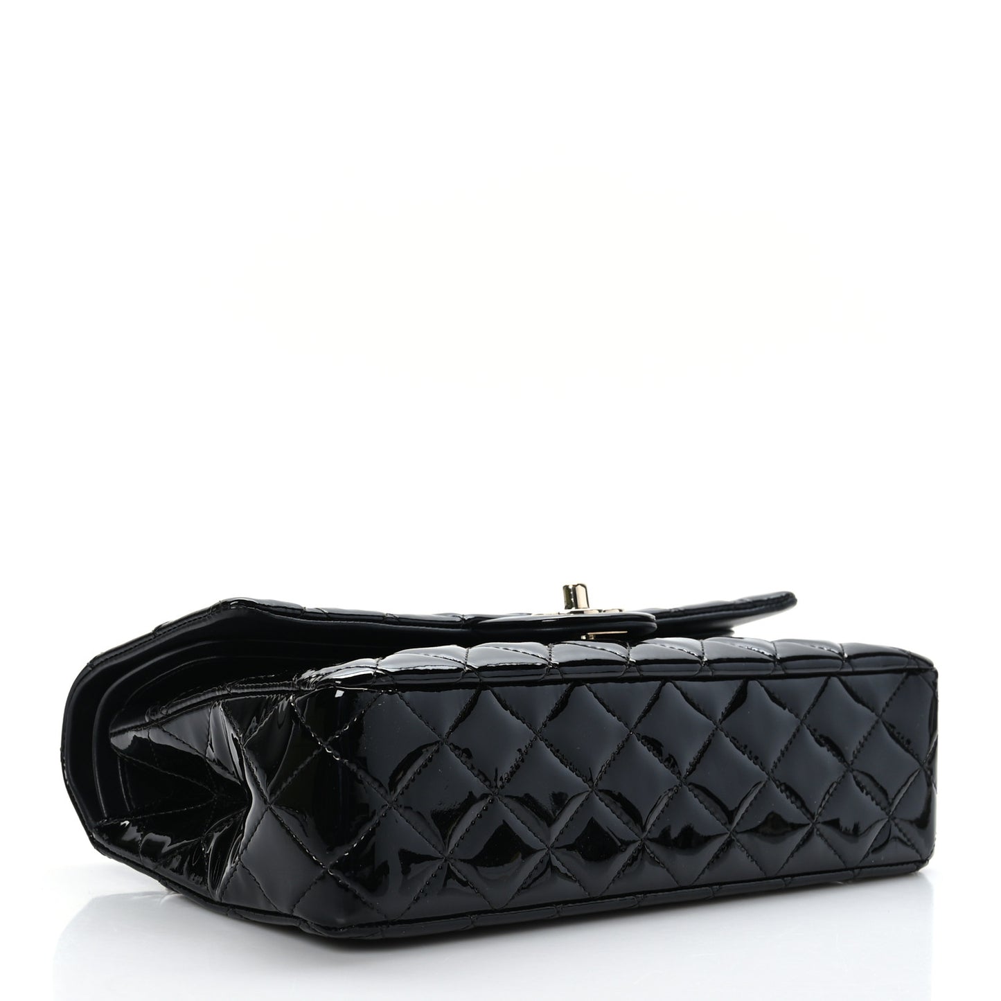Patent Quilted Medium Double Flap Black