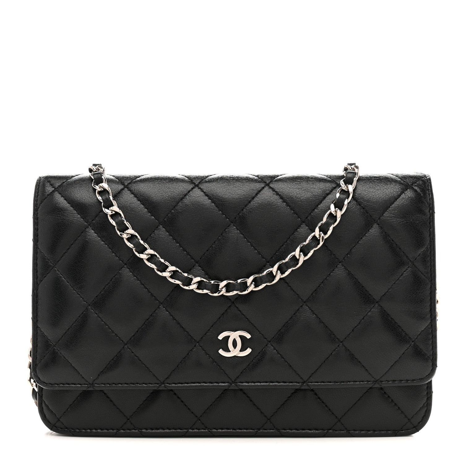 Chanel Lambskin Quilted Wallet On Chain WOC Black 1 of 13