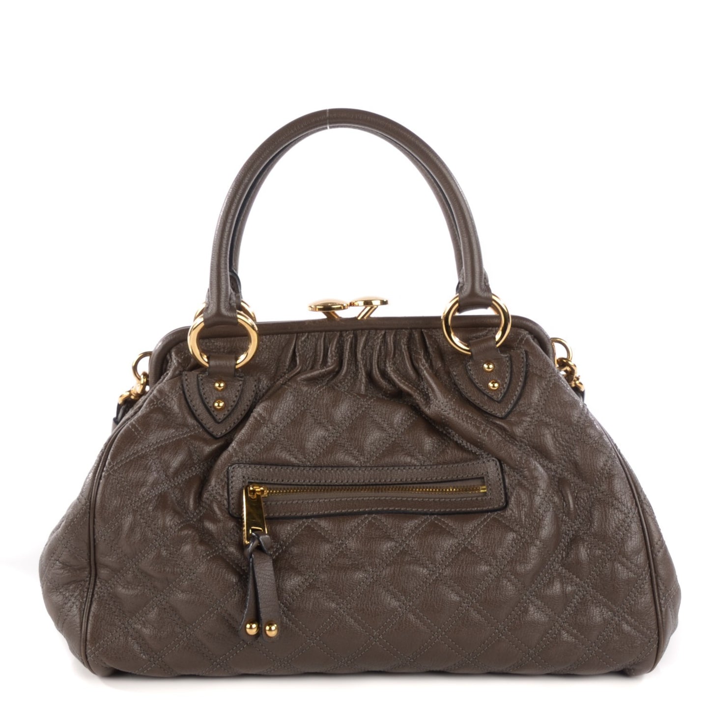 Calfskin Quilted Stam Dark Grey