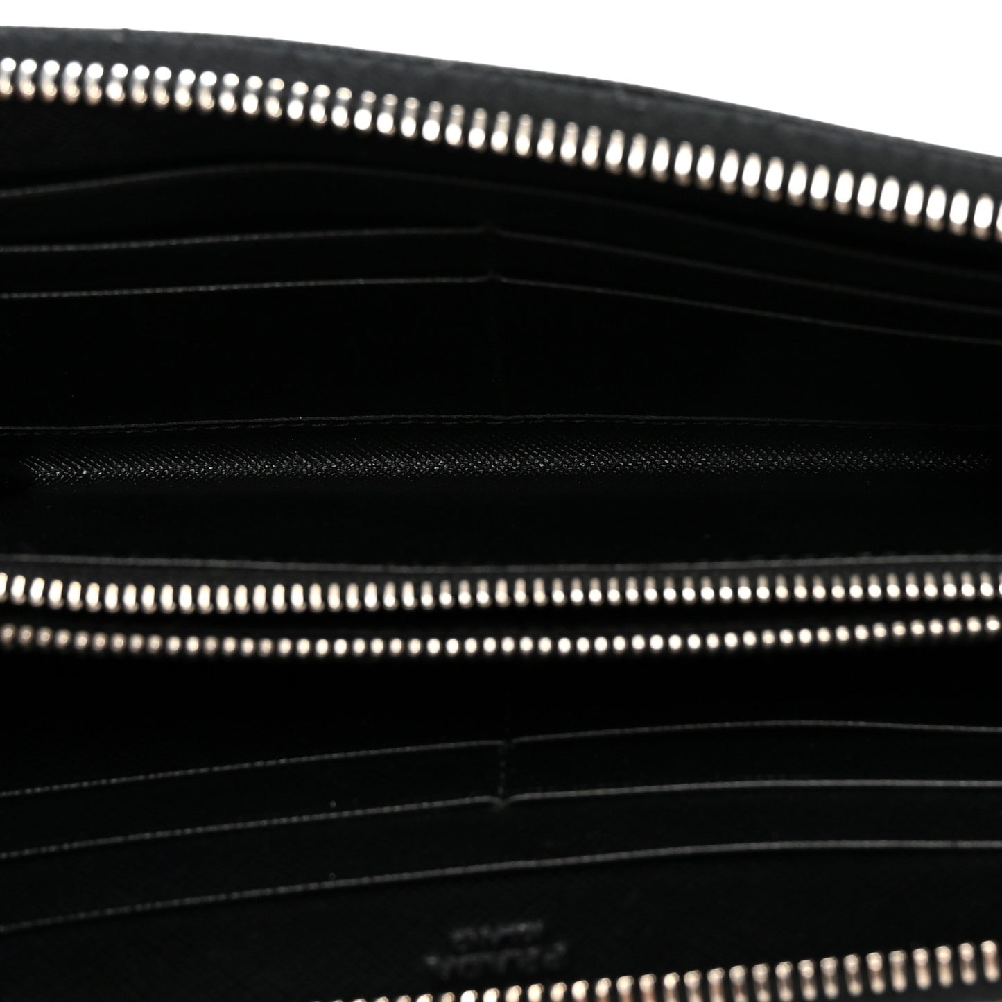 Saffiano Triangle Zip Around Wallet Black