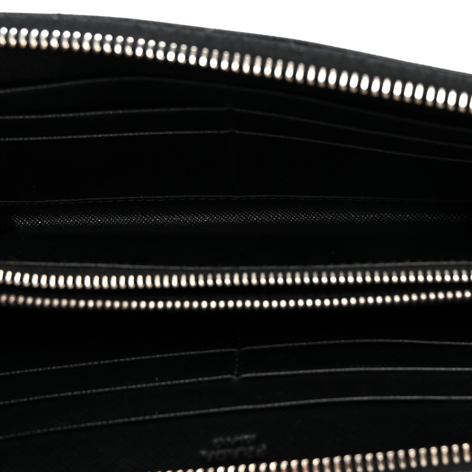 Prada Saffiano Triangle Zip Around Wallet Black 5 of 6