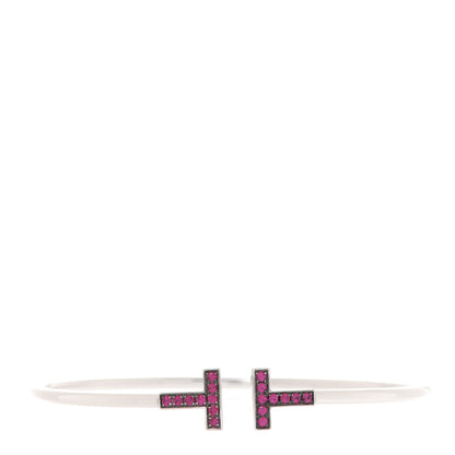 Tiffany 18K White Gold Ruby T Wire Bracelet 1 of 5