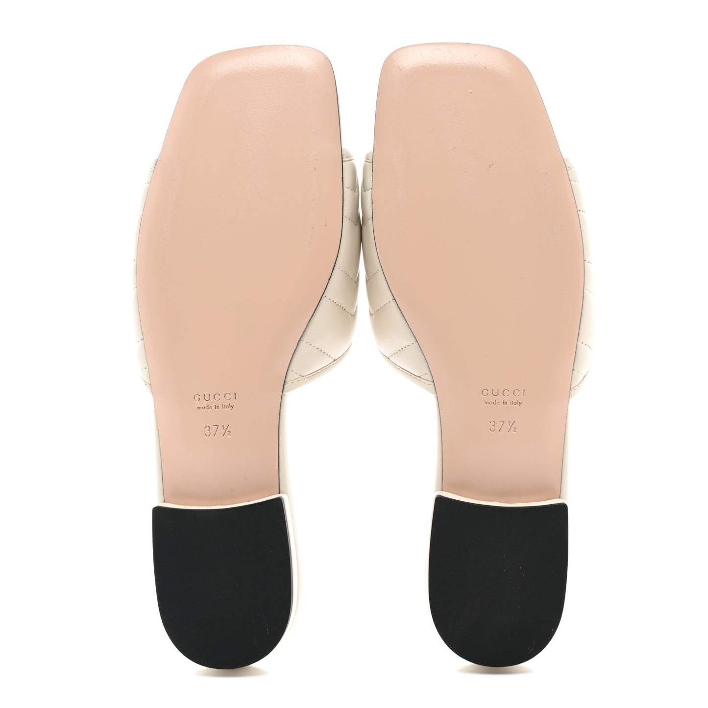 Nappa Matelasse Monoochrome GG Marmont Flat Slide Sandals 37.5 Mystic White