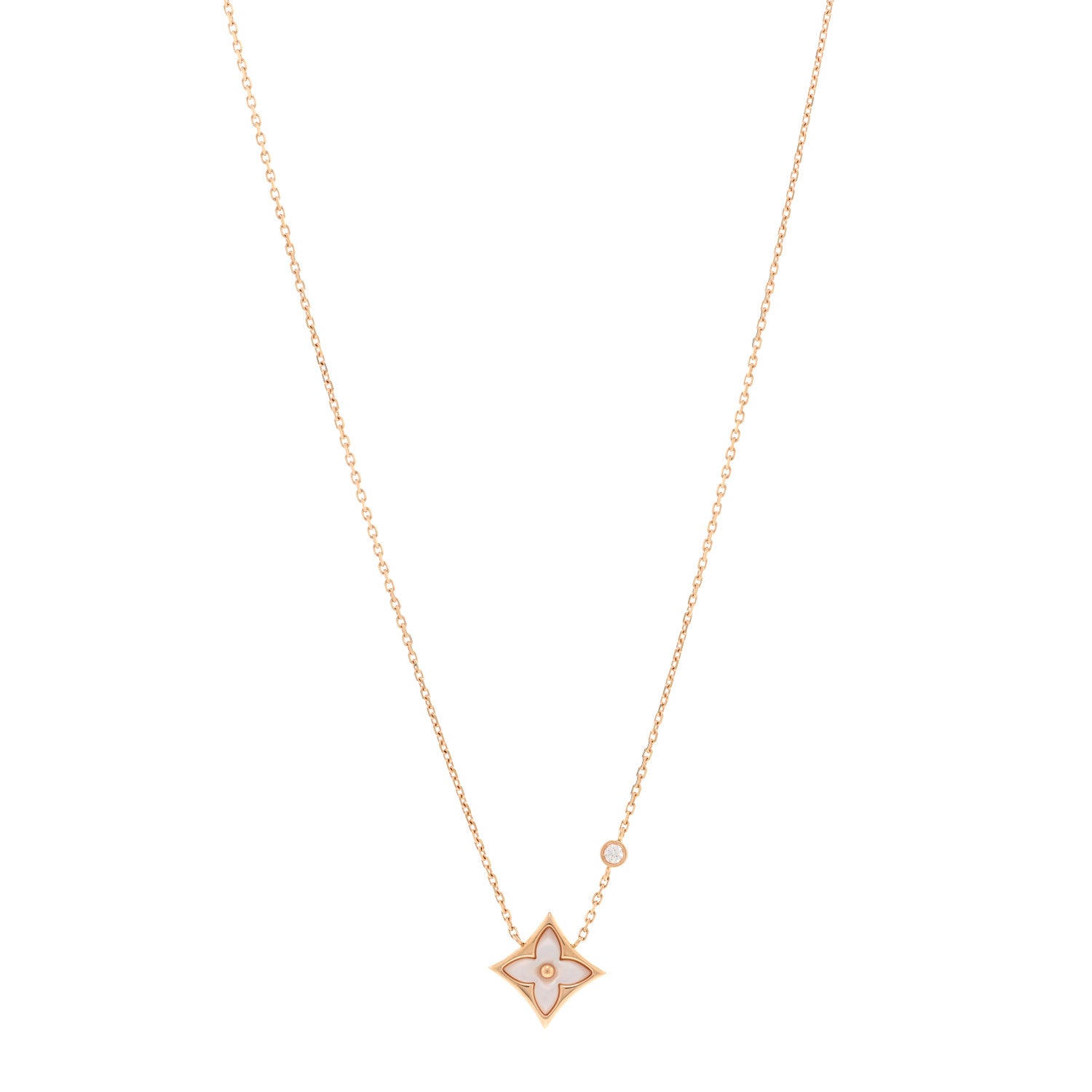 Louis Vuitton 18K Pink Gold Diamond Pink Mother of Pearl Color Blossom BB Star Pendant Necklace 1 of 6