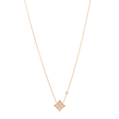 Louis Vuitton 18K Pink Gold Diamond Pink Mother of Pearl Color Blossom BB Star Pendant Necklace 1 of 6