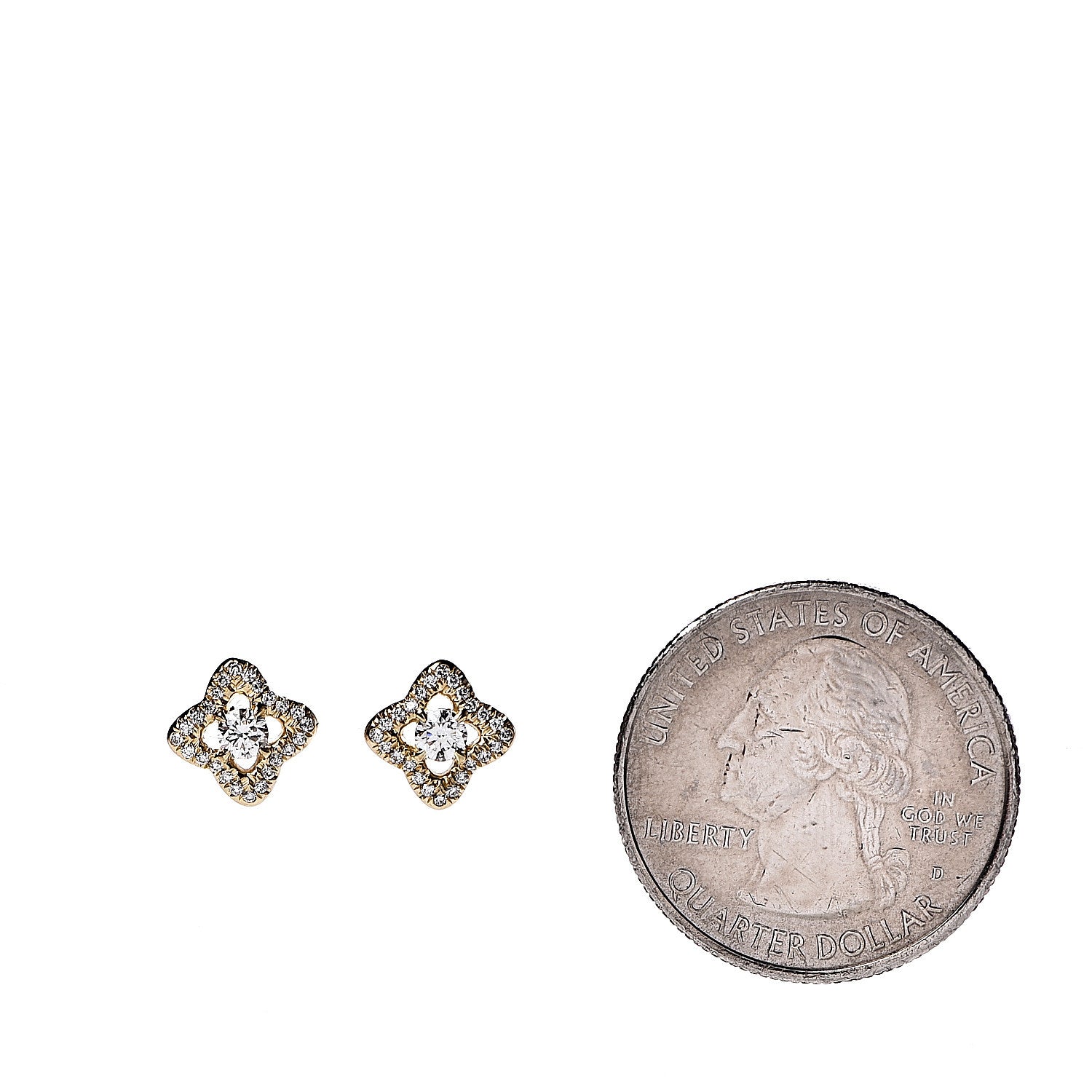 David Yurman 18K Yellow Gold Diamond Quatrefoil Stud Earrings 2 of 4