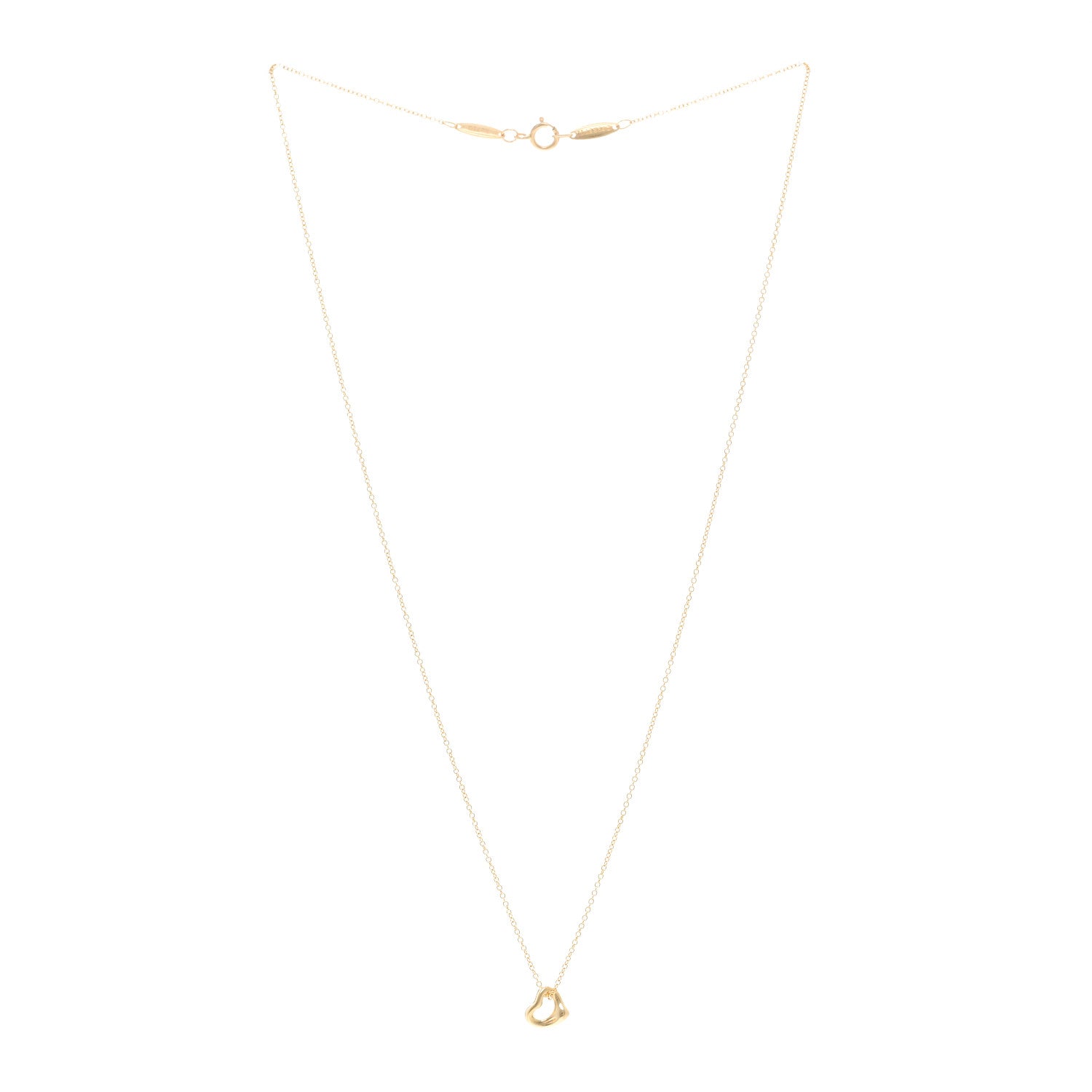 Tiffany 18K Yellow Gold 7mm Elsa Peretti Open Heart Pendant Necklace 3 of 4