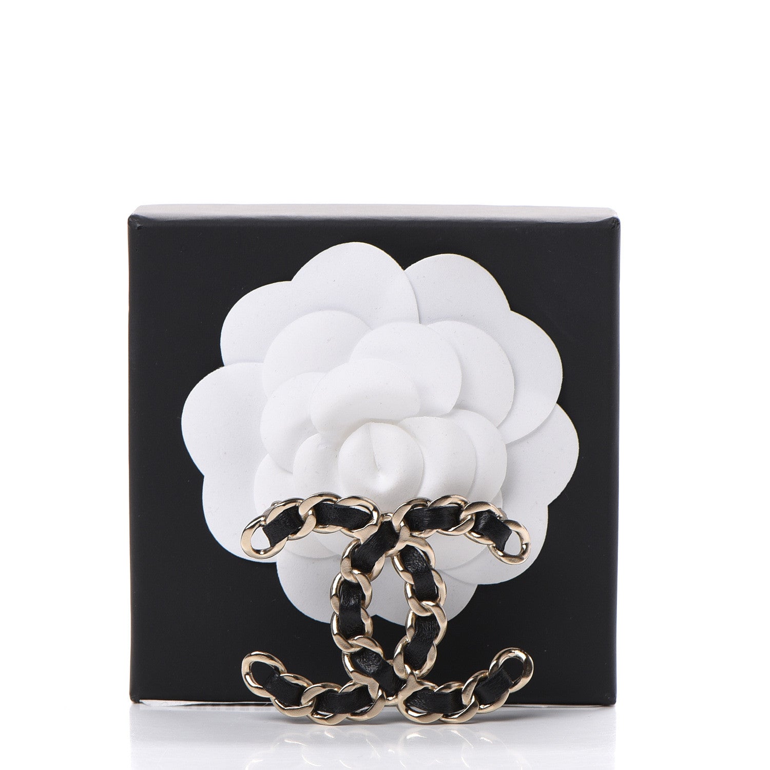 Chanel Lambskin Chain CC Brooch Black Gold 4 of 4