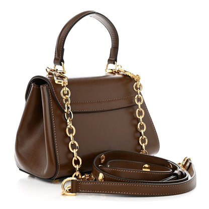 Gucci Glazed Textured Calfskin Mini Horsebit 1955 Top Handle Flap Bag Brown Sugar 3 of 12