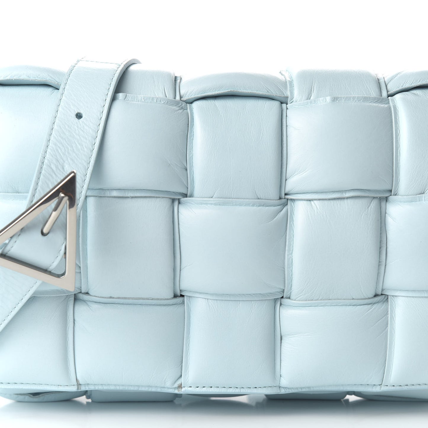 Paper Calfskin Maxi Intreccio Padded Cassette Crossbody Bag Ice