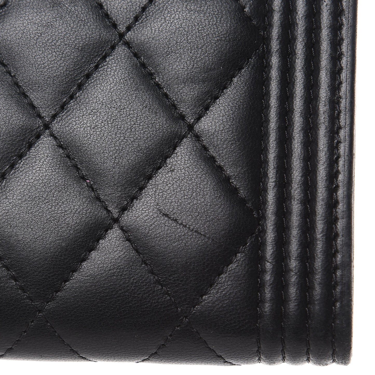 Lambskin Quilted Compact Boy Wallet Black