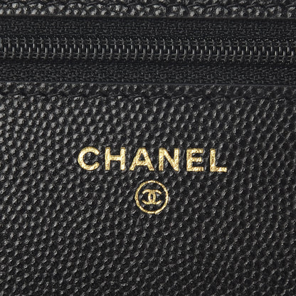 Chanel Caviar Quilted Wallet With Charms On Chain WOC Black 5 of 9