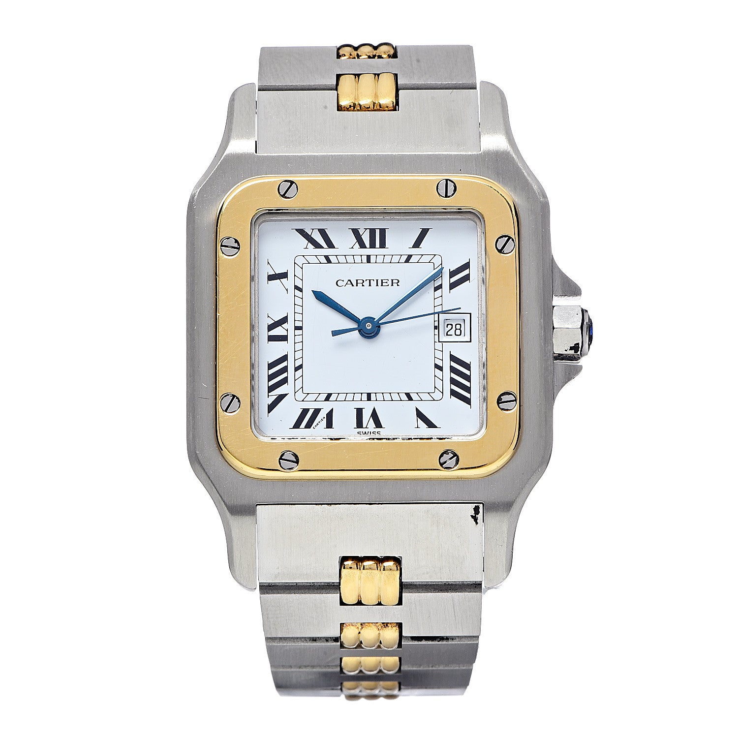 Cartier Stainless Steel 18K Yellow Gold 29mm Santos De Galbee Automatic Watch 1 of 6