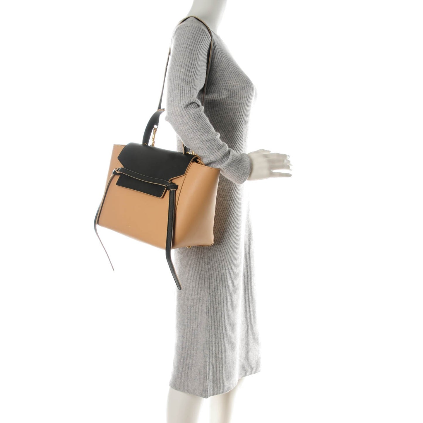 Smooth Calfskin Mini Bi-Color Belt Bag Beige