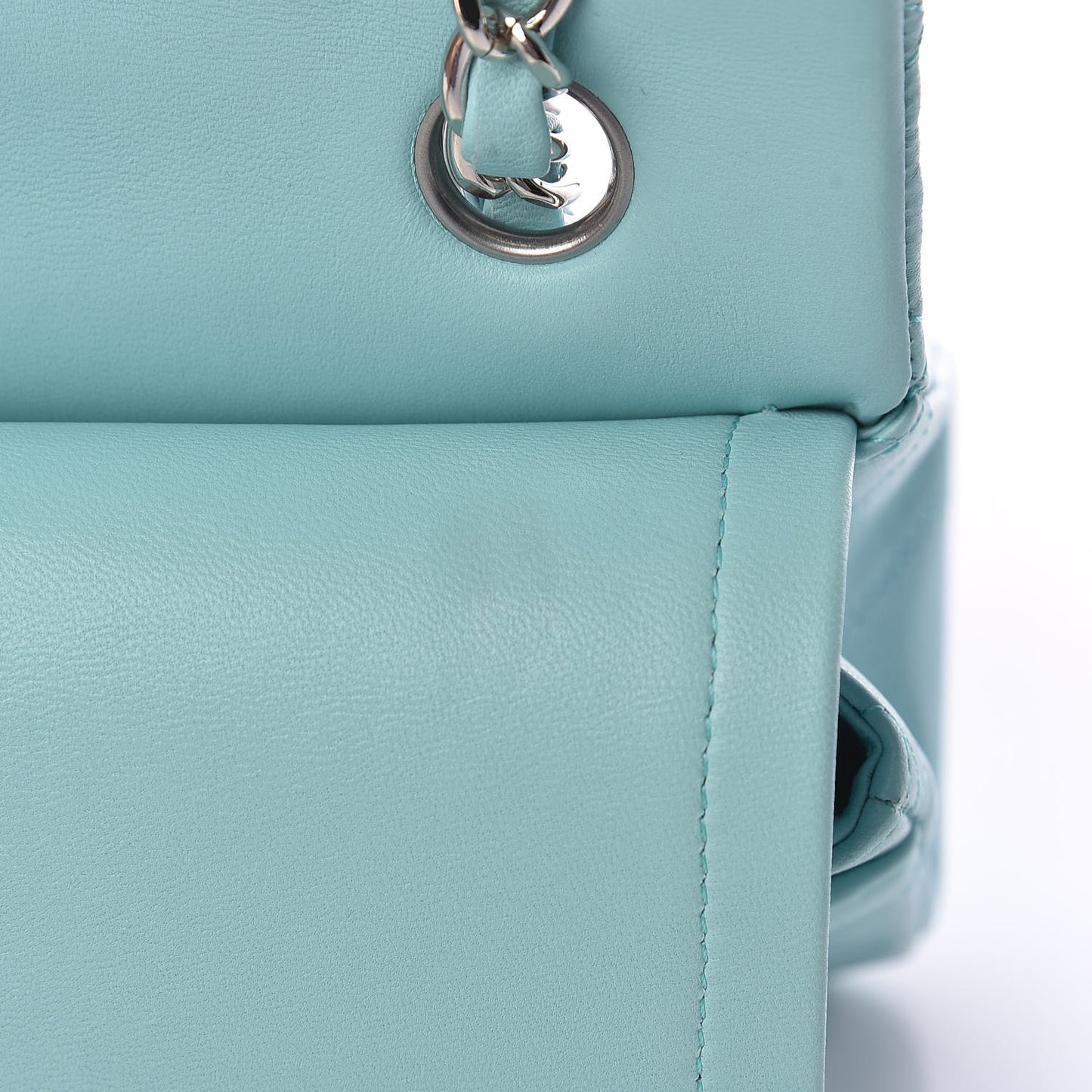 Lambskin Quilted Small Double Flap Light Blue