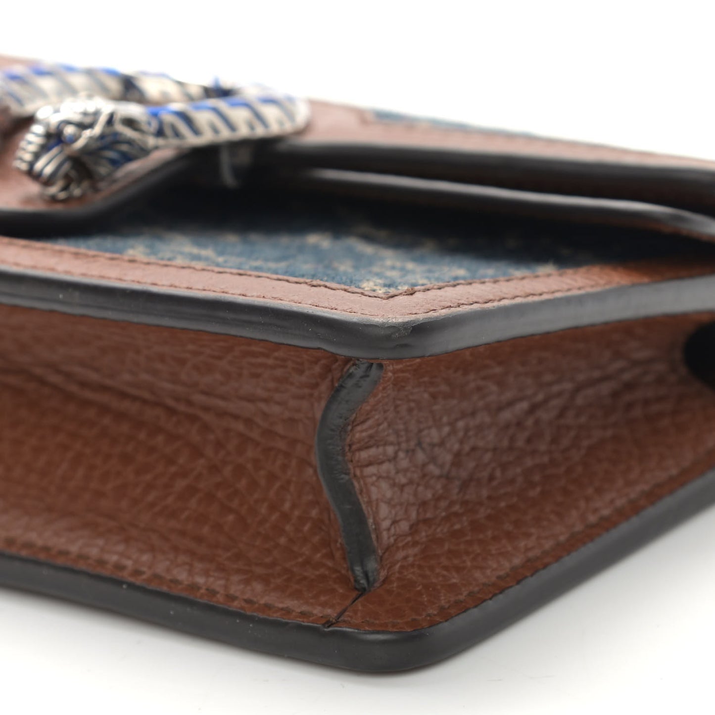 New Denim GG Monogram Dollar Calfskin Enamel Super Mini Dionysus Shoulder Bag Blue Tea Cuir Epilog Electric Blue