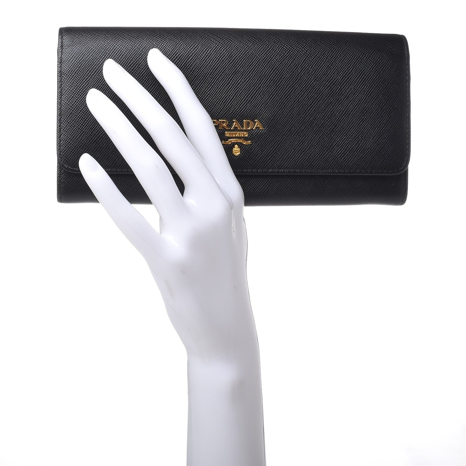 Prada Saffiano Colour Continental Flap Wallet Black Peonia 2 of 7