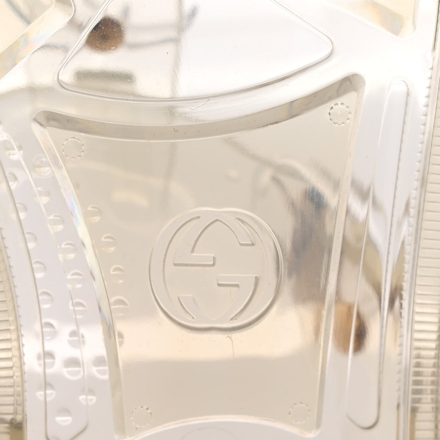 Shiny Rubber Double G Buckle Strap Sandals 40 Transparent