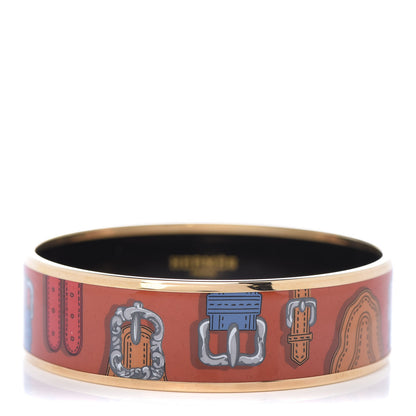Hermes Enamel Printed Harnais Des Presidents Wide Bracelet 62 Folk 1 of 5