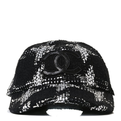 Chanel Tweed CC Cap Hat S Black White 2 of 9