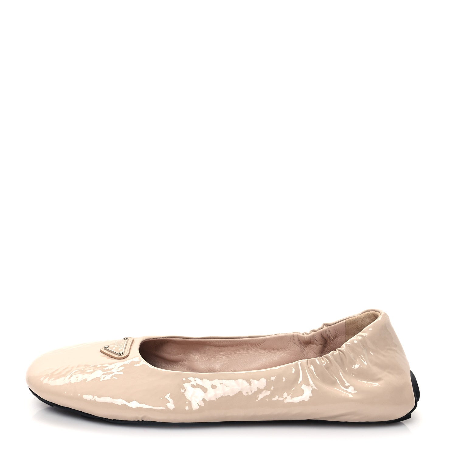 Prada Vernice Ballet Bow Flats 37 Beige 1 of 10