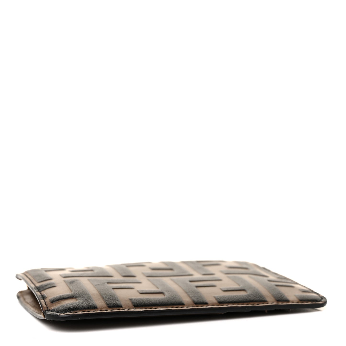 Vitello Soft F is Fendi Bi-Color FF 1974 Embossed Key Case Pouch Maya Black