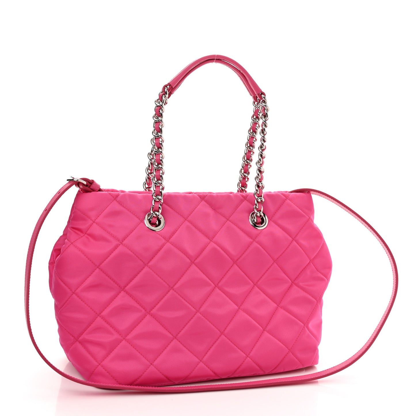 Tessuto Nylon Quilted Shopping Tote Fuxia