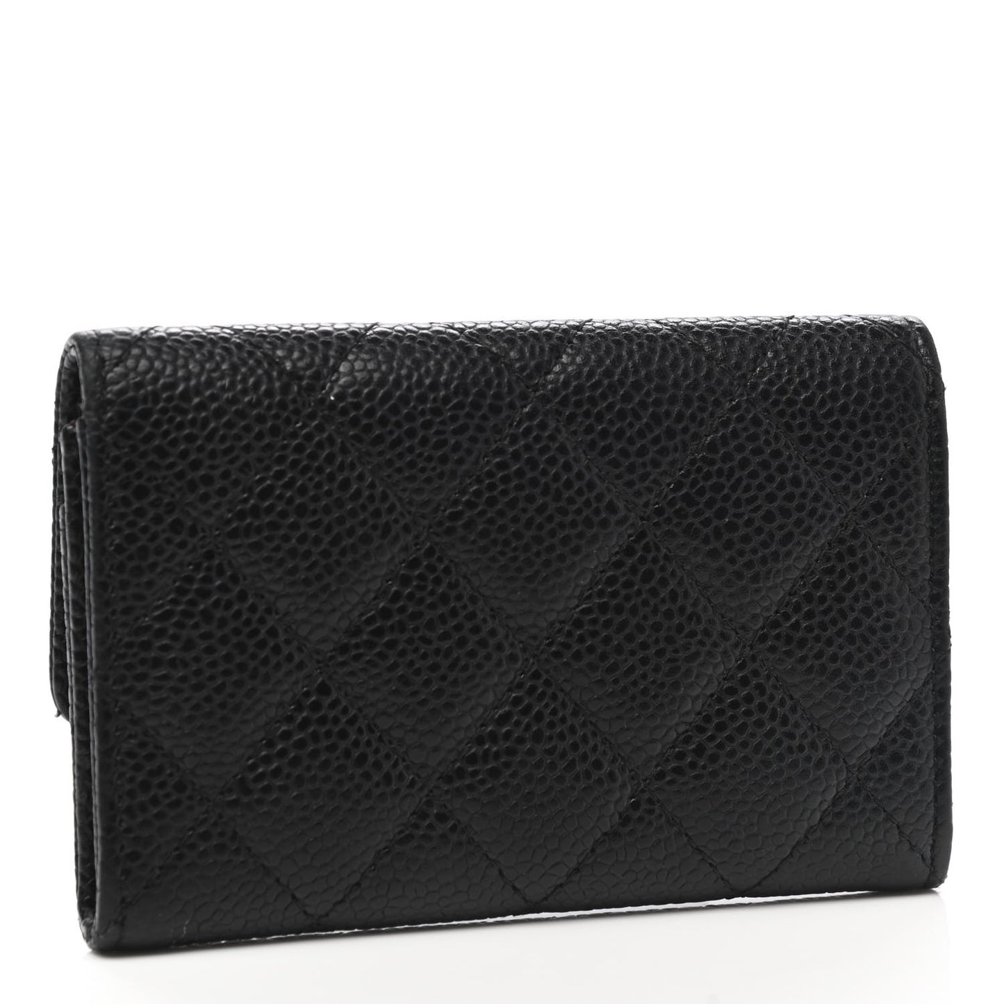 Caviar Quilted Flap Card Holder Black