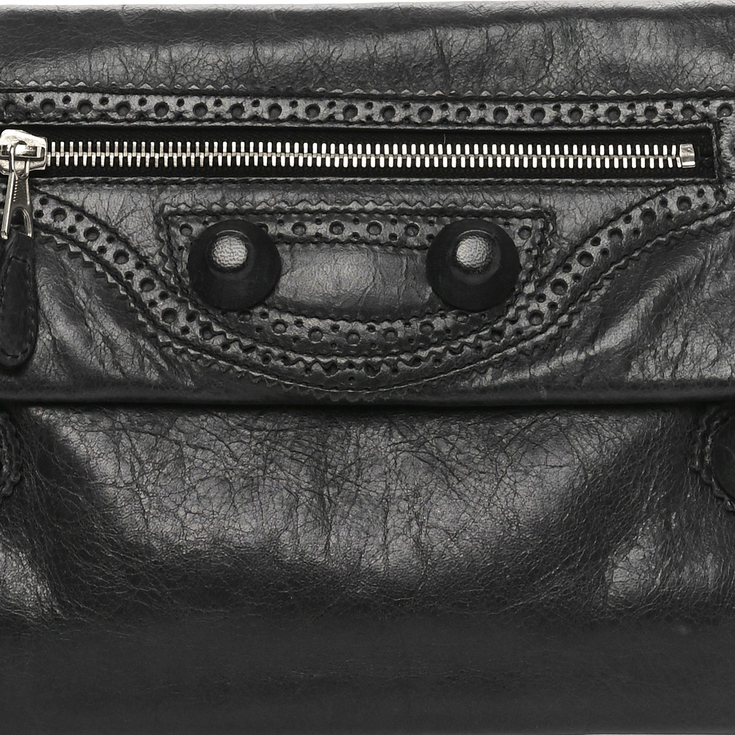 Agneau Giant Brogues Hardware Envelope Clutch Black