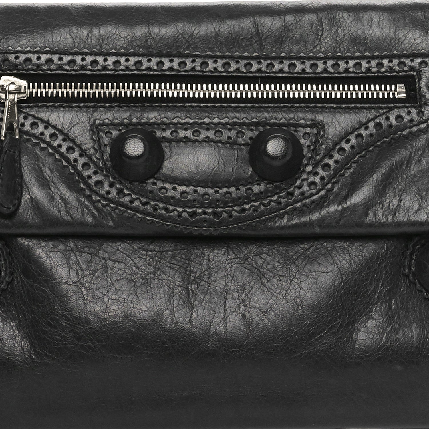 Balenciaga Agneau Giant Brogues Hardware Envelope Clutch Black 8 of 10