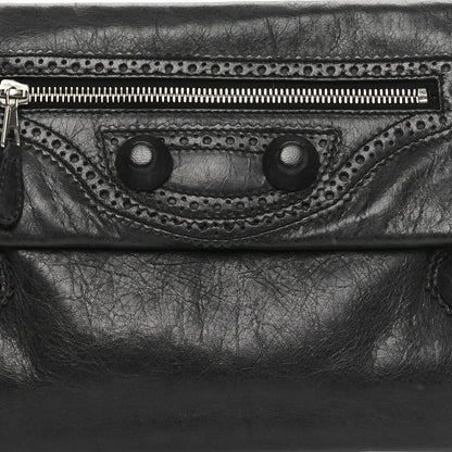 Balenciaga Agneau Giant Brogues Hardware Envelope Clutch Black 8 of 10