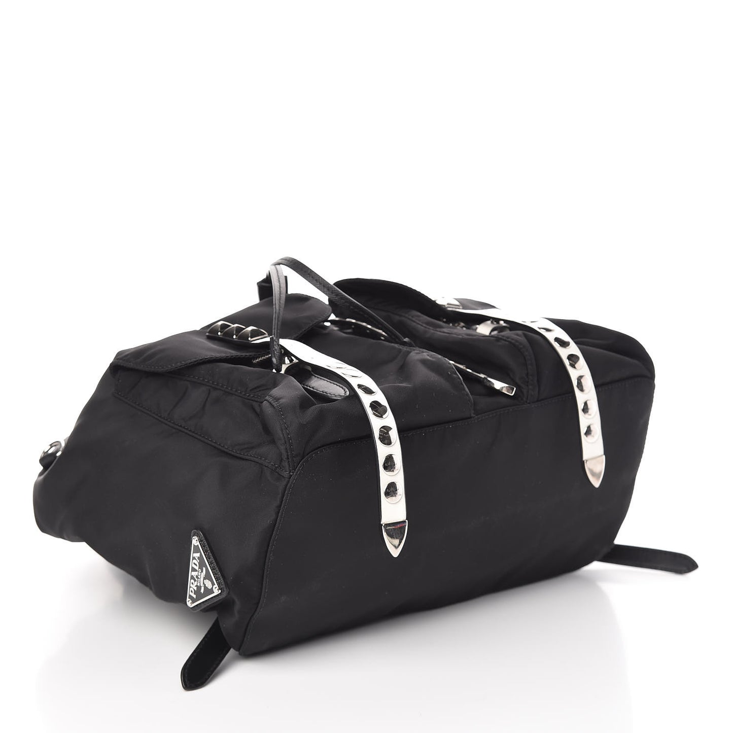 Nylon New Vela Studded Backpack Black White