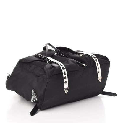 Prada Nylon New Vela Studded Backpack Black White 4 of 12