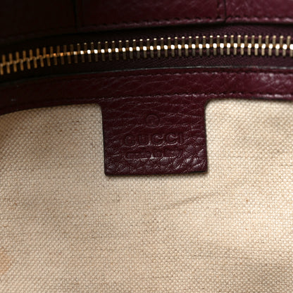 Gucci Pebbled Calfskin Large Bamboo Shopper Tote Burgundy 6 of 14