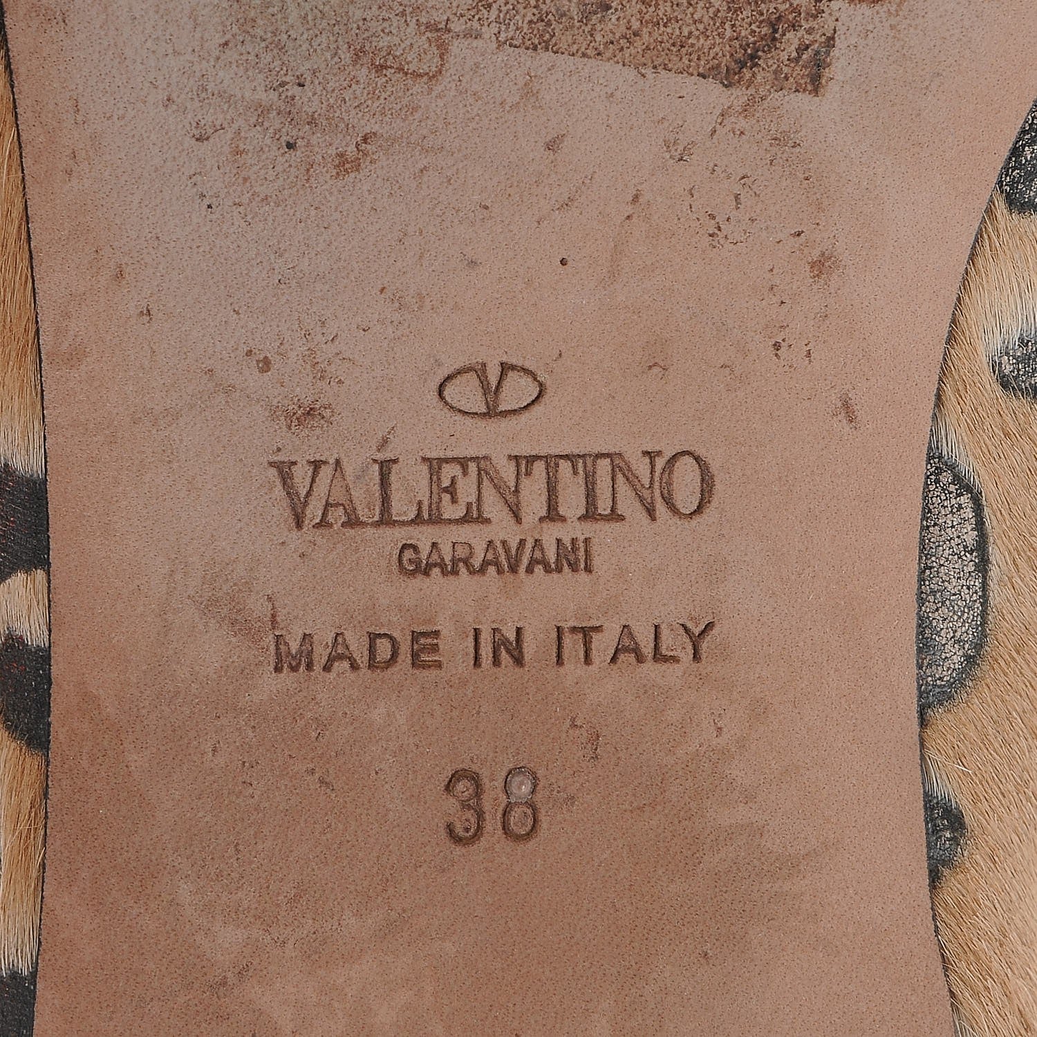 Valentino Garavani Calf Hair Leopard Print Rockstud Ballerina Flats 38 Fucile Al Campion 6 of 23