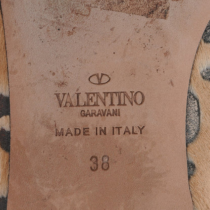 Valentino Garavani Calf Hair Leopard Print Rockstud Ballerina Flats 38 Fucile Al Campion 6 of 23