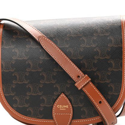 Celine Triomphe Canvas Medium Folco Bag Tan 7 of 9