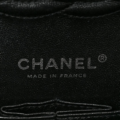Chanel Metallic Patent Crumpled Calfskin Chevron Quilted Medium Double Flap So Black 6 of 8
