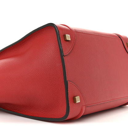 Celine Drummed Calfskin Mini Luggage Coquelicot 9 of 13