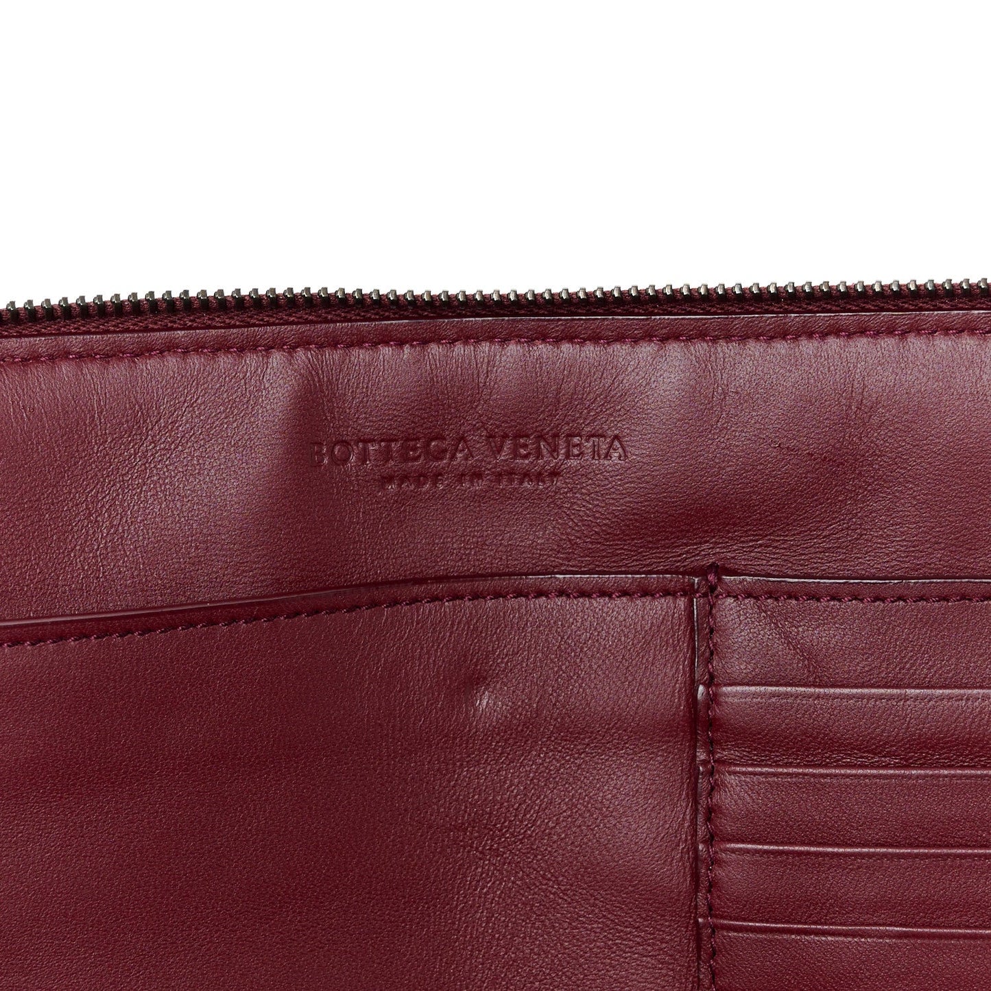 Nappa Intrecciato Polka Dot Small Document Case Burgundy