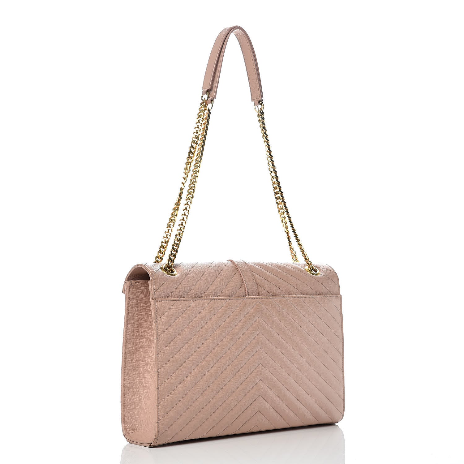 Saint Laurent Grain De Poudre Matelasse Chevron Large Monogram Satchel Nude Powder 3 of 9